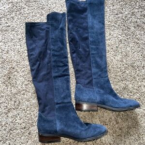 BLUE Suede Knee High Boots Sz 7